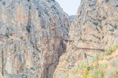 Bridge of the Caminito del Rey over the Garganta del Chorro near Malaga, Spain