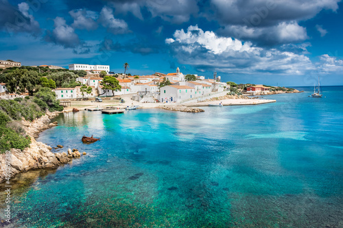 Fototapeta Naklejka Na Ścianę i Meble -  Beautiful town and beach of Cala d'Oliva in Asinara island, Sardinia