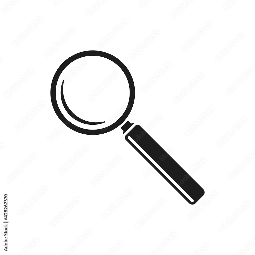 Magnifying glass icon. Vector. Flat design. Magnifying glass icon. Vector. Flat design.