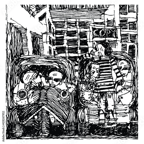 Sketch of "Bemo / motorized pedicab" for the People's Transport of the City of Jakarta