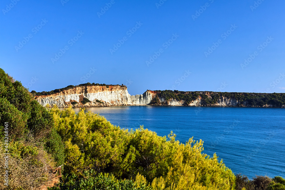 Rocky cliff at Gerakas beach on Zakynthos island