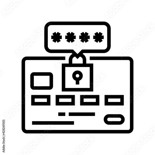 pin code card line icon vector. pin code card sign. isolated contour symbol black illustration