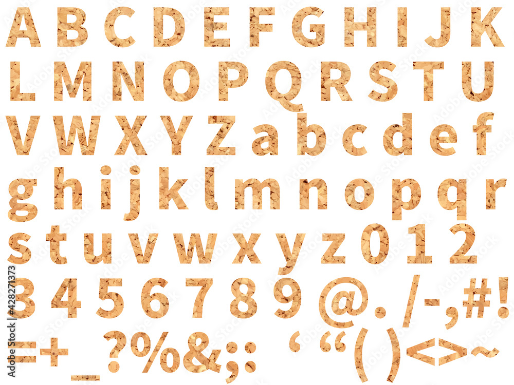 コルクデザインのアルファベット文字 コルクデザインのアルファベット文字