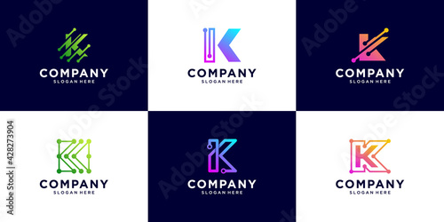 Set of Creative Letter K Logo design Technology