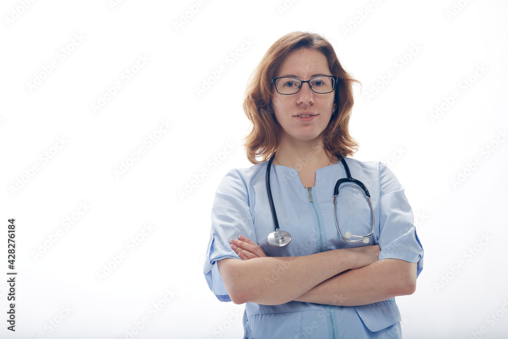 Doctor woman standing isolated on white background Doctor woman standing isolated on white background