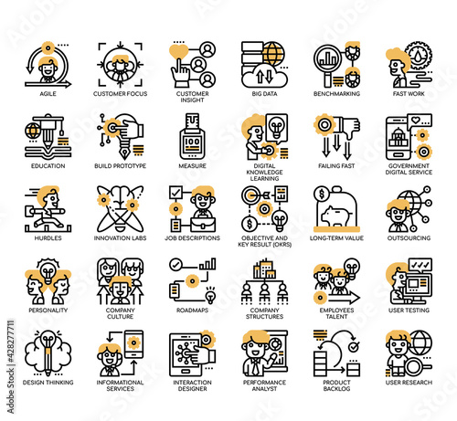 Set of Digital Transformation thin line and pixel perfect icons for any web and app project.
