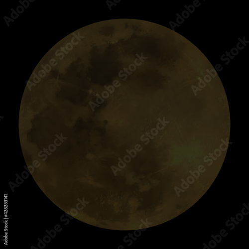 金色に光る月齢0(新月)の月のイラスト素材
