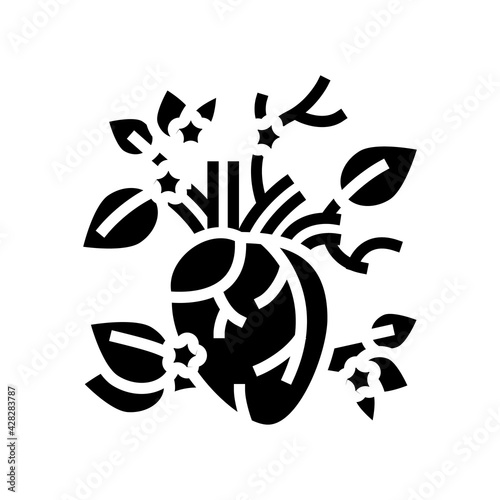 blooming heart glyph icon vector. blooming heart sign. isolated contour symbol black illustration