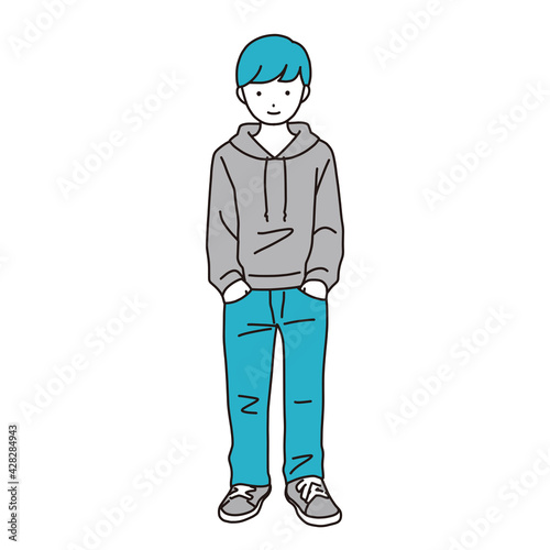 おしゃれなファッションの男性の全身イラスト
