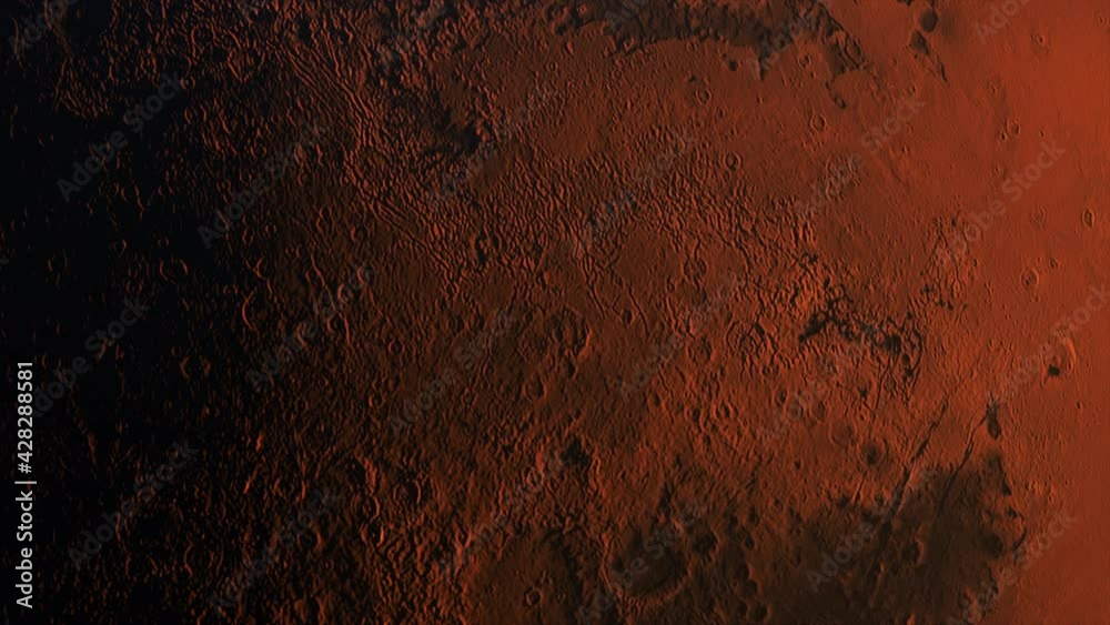 view of mars on the space realistic animation 