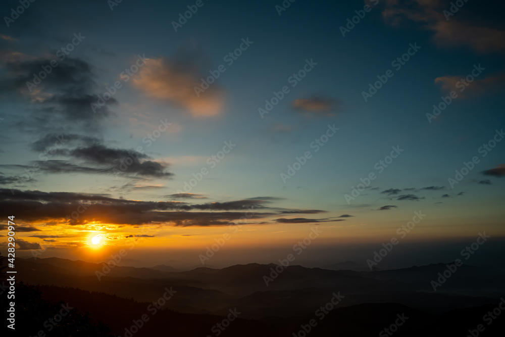 山から見る夕陽 山から見る夕陽