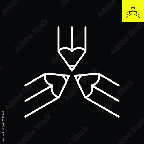 3 Pencils logo design in Line Art Style that form star-shape, Logo vector in EPS 8