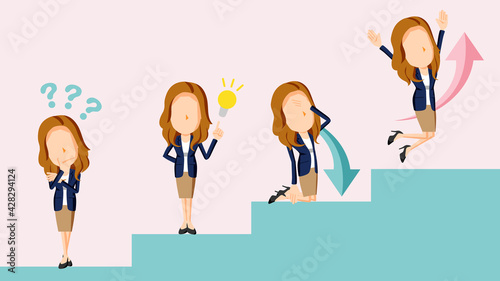 課題を解決して成功する人物のイラスト	