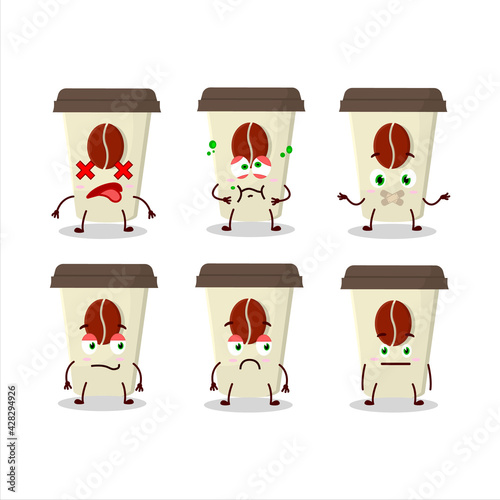 Coffee milk cup cartoon character with nope expression