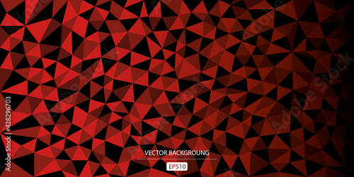 Abstract triangle texture background, red, black 