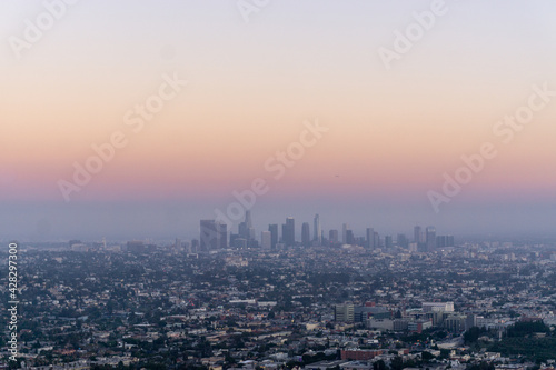 Sunset over downtown Los Angeles from Griffith Observatory © sayrhkdsu