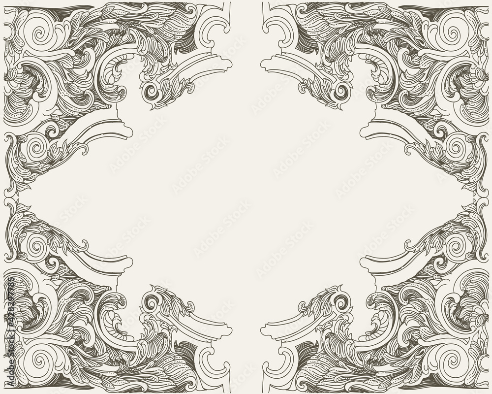 Obraz premium vintage baroque border with flora ornament 