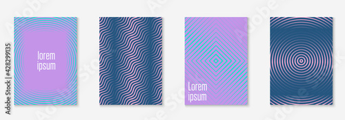Gradient cover template with line geometric elements and shapes.