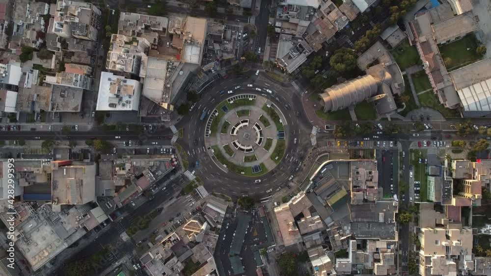The Gutierrez oval seen from a drone, very crowded place located in the district of Miraflores in Lima, Peru