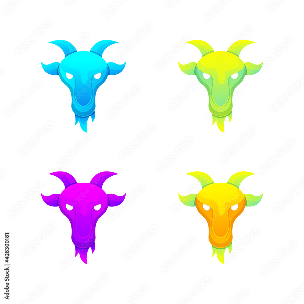 goat colorful logo design ilustration