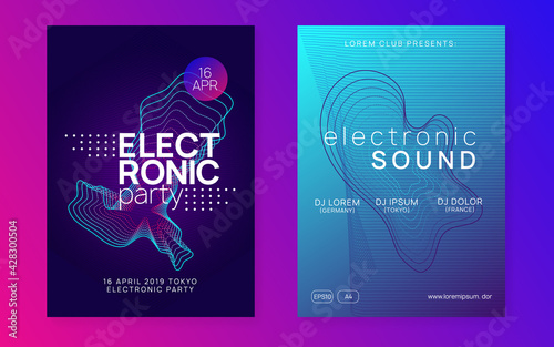 Gradient party flyer. Electro dance music. Electronic trance sound. Club dj poster. Techno event.