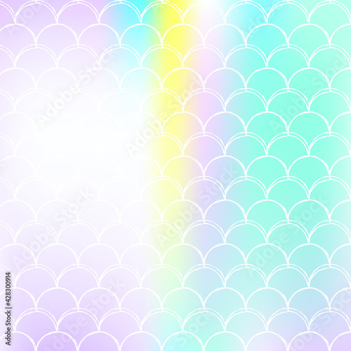 Holographic scale background with gradient mermaid.