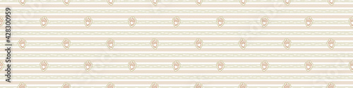 Seamless minimalist blockprint acorn border pattern. Calm tonal pastel color edge trim. Simple modern scandi unisex kid design. Organic light gender neutral baby newborn nursery print banner. 