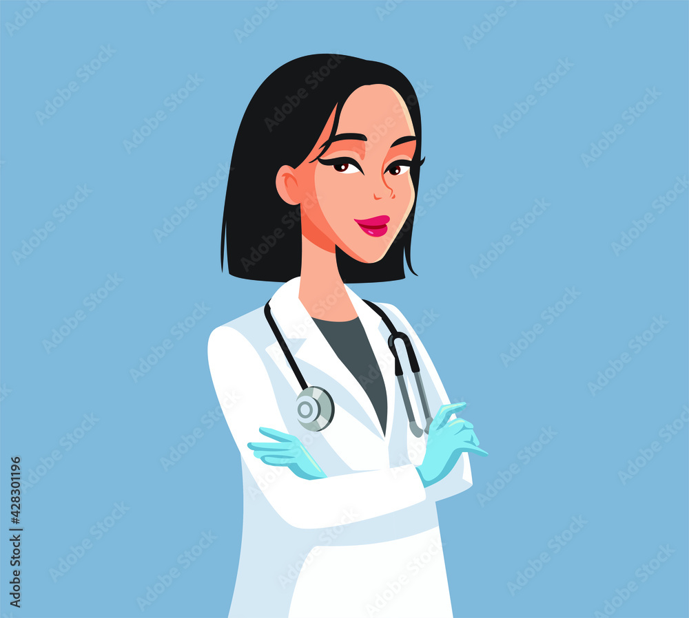 Confident Female Doctor Standing with Arms Crossed Confident Female Doctor Standing with Arms Crossed