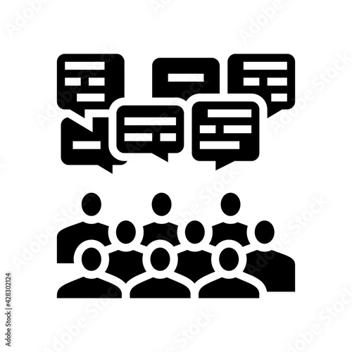 public discussion on forum glyph icon vector. public discussion on forum sign. isolated contour symbol black illustration