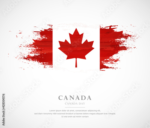 Abstract watercolor brush stroke flag for canada day