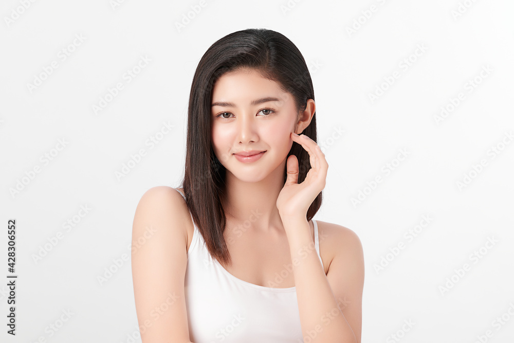 Beautiful young asian woman with clean fresh skin on white background, Face care, Facial treatment, Cosmetology, beauty and spa, Asian women portrait Beautiful young asian woman with clean fresh skin on white background, Face care, Facial treatment, Cosmetology, beauty and spa, Asian women portrait