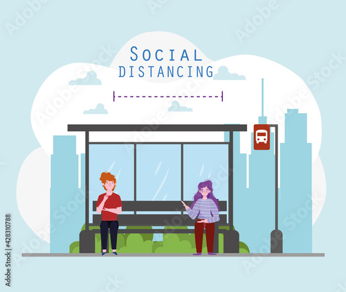 social distancing stop bus