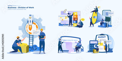 People office worker division or field of work illustration collection set for graphic resources