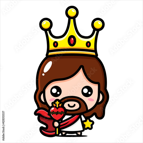 cute cartoon jesus be king vector design