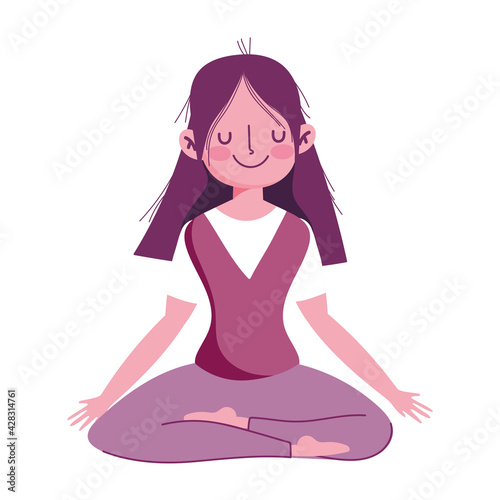 girl practices meditation