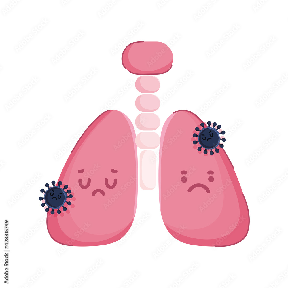 sick lungs cartoon