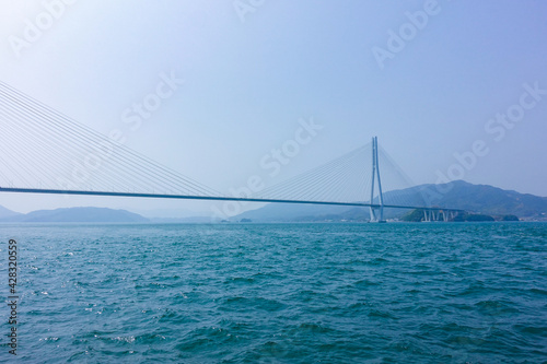 Wallpaper Mural Tatara ohashi bridge view from Setoda Sunset beach at Ikuchi island in Onomichi-city, Hiroshima, Japan Torontodigital.ca