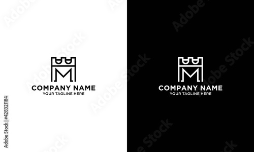 castle logo design vector. initial M logo template