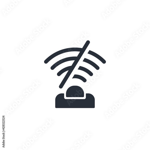 Disabled touch control. Inaccessible area for electronic surveillance. Closed zone. Vector linear illustration isolated on white background.