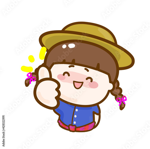Cartoon Thai Famer Character Vector
