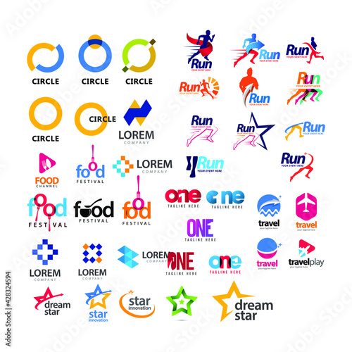 set logo full color logo design template