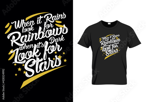 Rainbow custom typography t-shirt design for fashion apparel business, clothing business for POD.