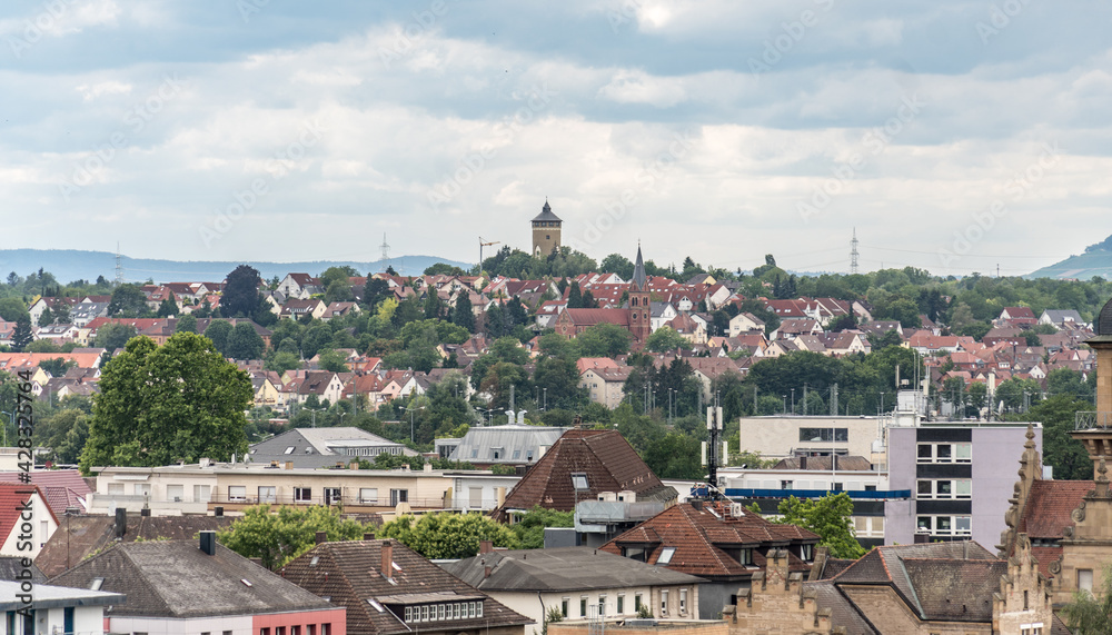 Panoramic view of Heilbronn, a city in northern Baden-Württemberg, Germany