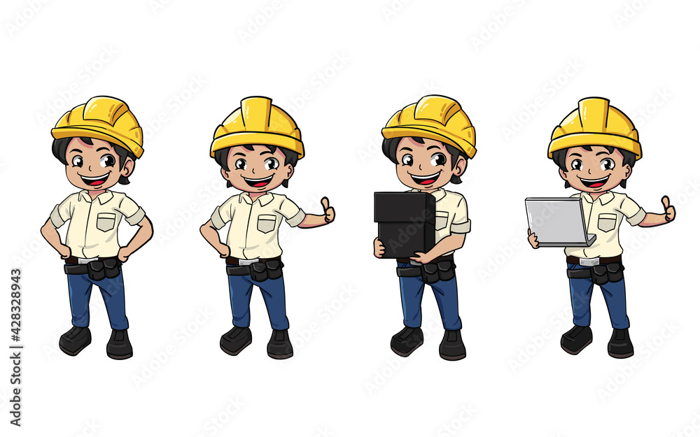 Construction Worker character cartoon vector design. Construction Worker character cartoon vector design.