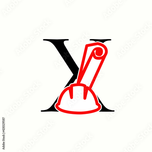 logo letter x with icon civil engineering vector	