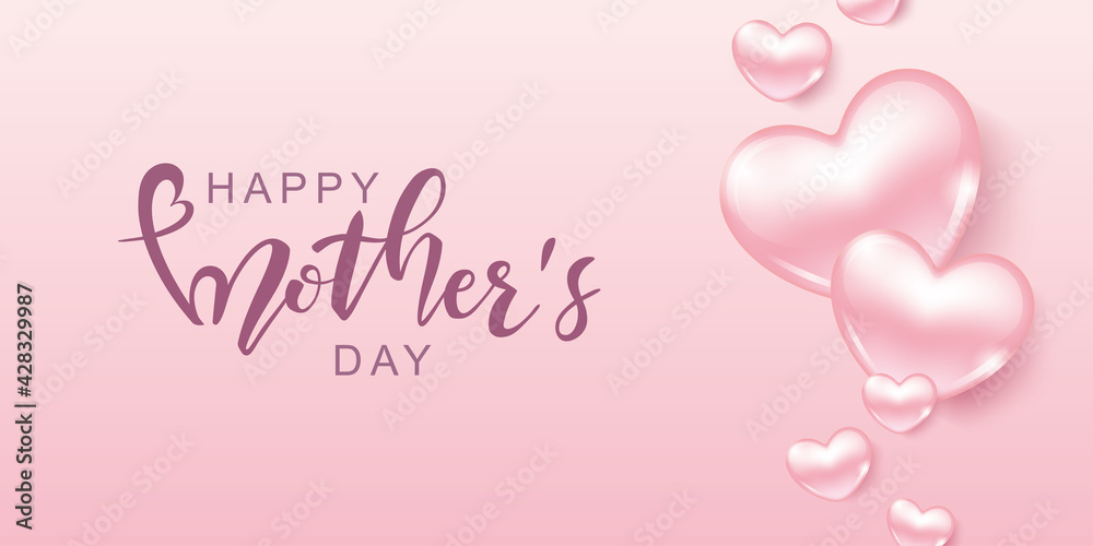 Happy Mother's Day poster and banner template. Vector illustration for greeting card, women's day, shop, invitation, discount, sale, flyer, decoration.
