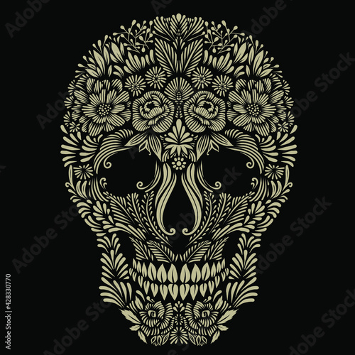 skull flower vector