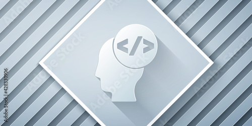 Paper cut Web design and front end development icon isolated on grey background. Paper art style. Vector