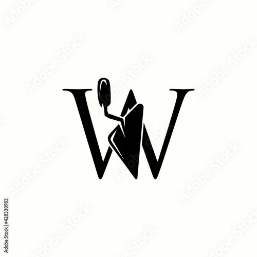 logo letter w with icon trowel tool for home repair vector design	
