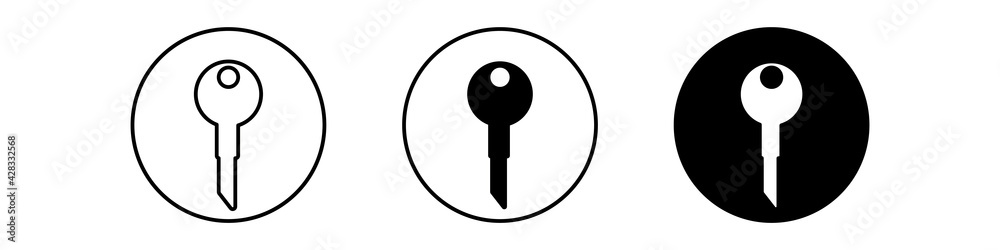Vector Key Icon Set in curcle,on white background Vector Key Icon Set in curcle,on white background